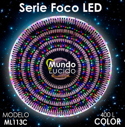 Serie Luces Navideñas Luz Multicolor Cable Verde 400 Luces