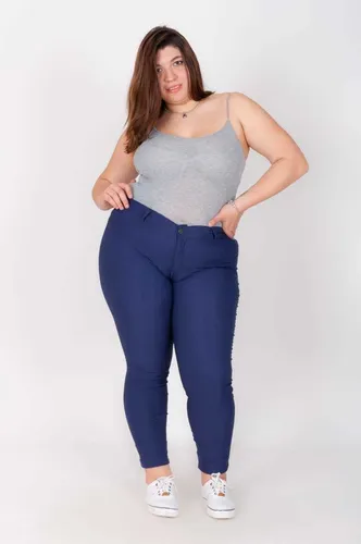 Mismo Desnudo plato Pantalon Bengalina Azul-elastizado-talles Especiales