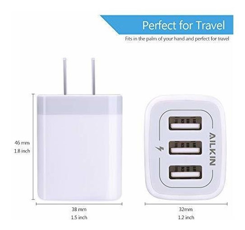 Pared Usb Adaptador 2.4 Amperio Doble Puerto Plegable Cubo