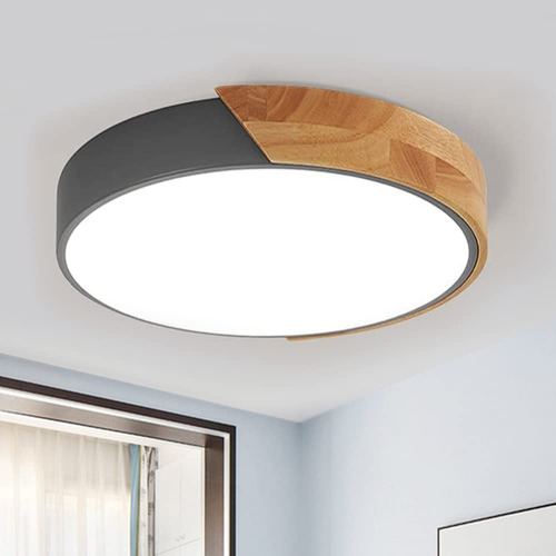 Mivenda Lampara Techo Led Moderna 11.8  Minimalista Madera