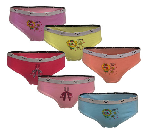 Set 12 Pza Pantaleta Niña Calzón Algodón Tela Suave Comodos