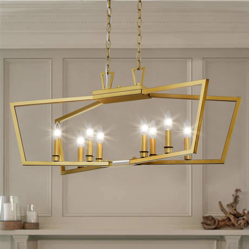 Untrammelife Modern 8-light Gold Linear Chandelier Light