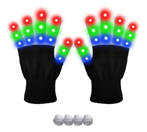 Led Light Up Gloves, 3 Colors 6 Modes Flashing Led Warm Glo.