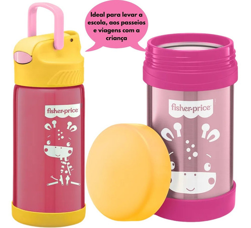 Imagem 4 de 8 de Garrafinha Infantil De Inox Canudo Silicone + Pote Térmico