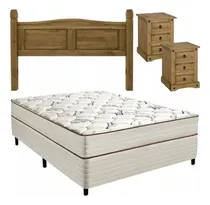 Comprar Combo Dormitorio Sommier 2 Plazas Respaldo Mesas De Luz