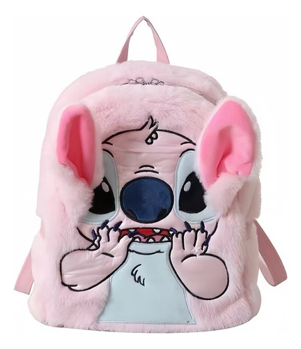 Pink Stitch Design New Ins, versátil y bonita mochila de felpa rosa, diseño de tela lisa