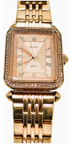 Reloj Fossil Lyric Oro Rosa Rectangular Acero Inox Mujer