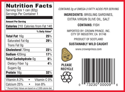 Príncipe De Dos Capas Brisling Sardinas En Aceite De Oliva V