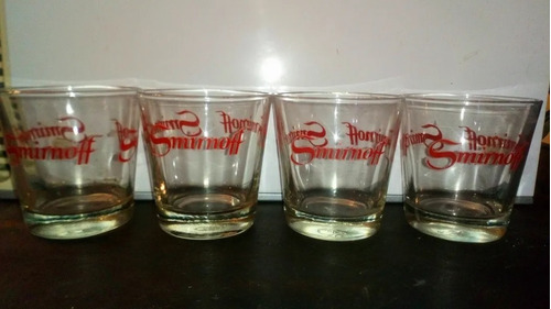 Juego De 4 Vasos De Cristal Escrito Smirnoff En Perfecto Est