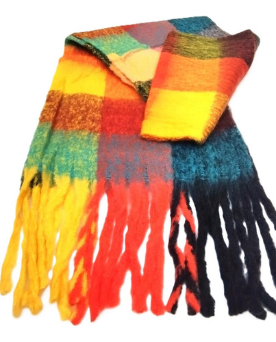 Pashmina Bufandon De Mujer Lana Nube 240 X 40 Cm Con Flecos