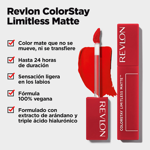 Labial Líquido Revlon Colorstay Mate Rojo Top Talent Top Talent