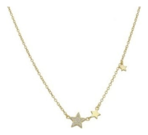 Collar Estrellas Plata 925 Y Baño De Oro 