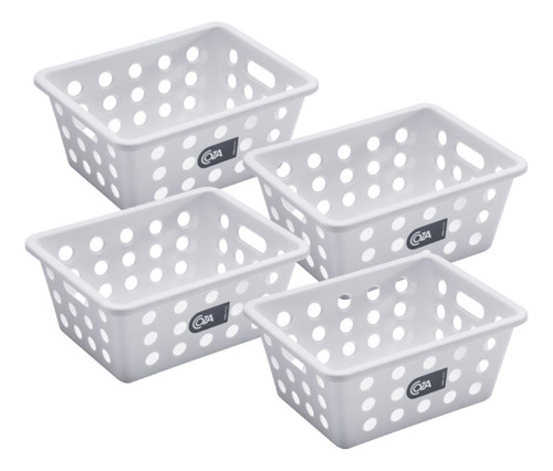 Kit 4 Cestos Organizador Pequeno Coza 18x14 - Branco