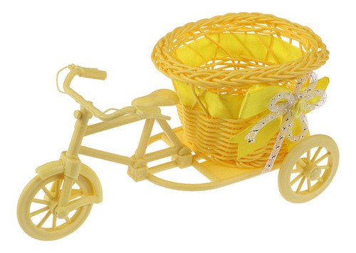 Bicicleta Cesta De Flores Tejidas Artificiales Macetero