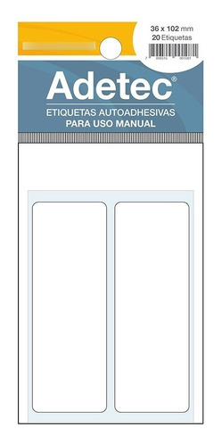 20 Etiquetas Manual Adetec Rectangular Blanca 36x102 Mm  127
