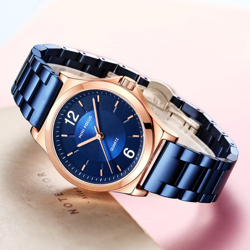 Reloj Impermeable De Cuarzo Mini Focus Fashion Color De La Correa Azul