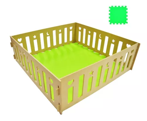 Pelotero Corralito Corral Bebe Madera + Piso 200x100x60cm