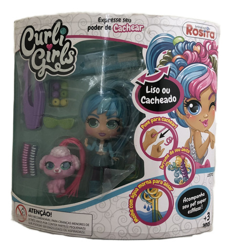 Boneca Curli Girls Jet Setter Com Mascote - 22 Pçs - Rosita
