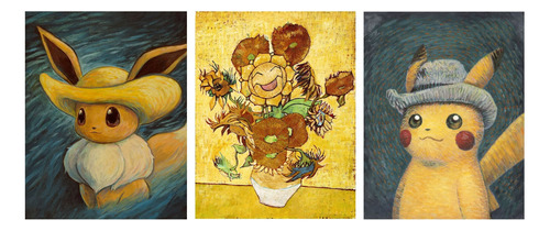 3 Poster Grandes Decorativos De Pokemon Van Gogh A 50x40