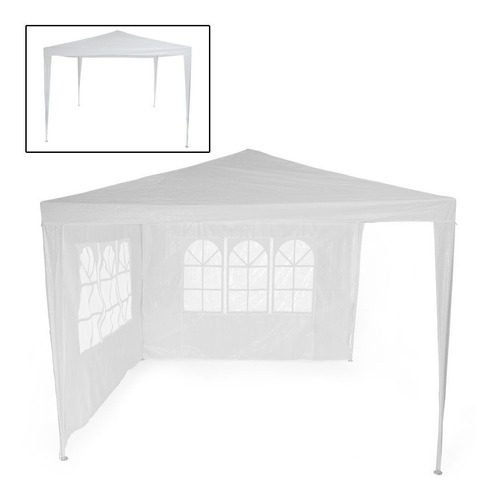 Gazebo Blanco Fácil Armado 3 X 3 Mts. Con 2 Paredes H Y C