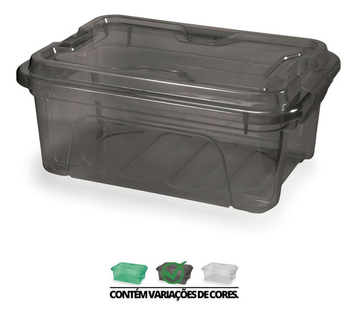 Kit 10 Caixa Organizadora Multiuso 10 Litros Com Trava Usual Cor Preto translúcido Liso