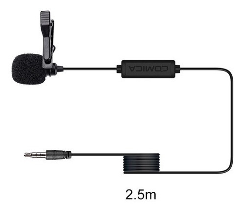 Microfone Lapela Para Smartphone Comica V01-sp Cabo 4,5m Cor Preto