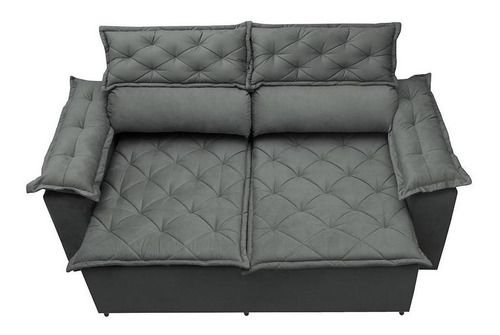 Sofá 3 Lugares Retrátil e Reclinável Cama inBox Compact 1.80m Velusoft Cinza