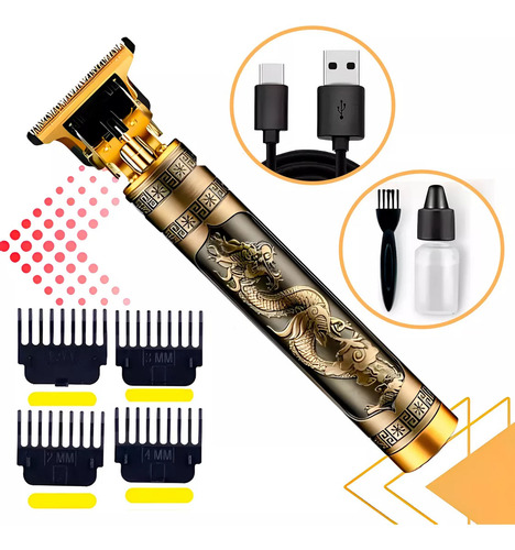 Maquina De Cortar Cabelo Raptorcom Barbeador Eletrico Acabamento Dragão Recarregável Sem Fio