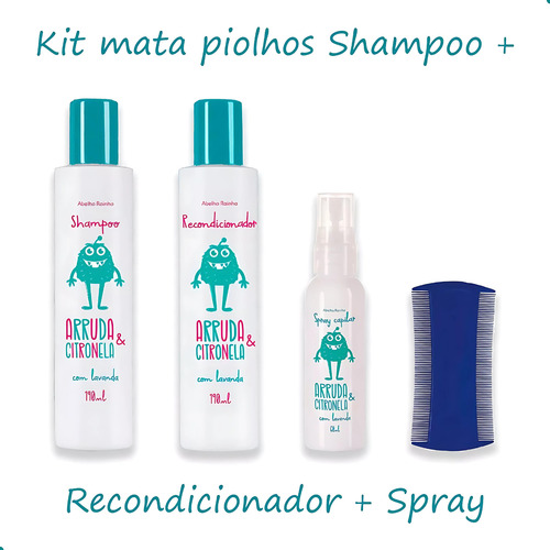 Kit Mata Piolho Arruda E Citronela Abelha Rainha