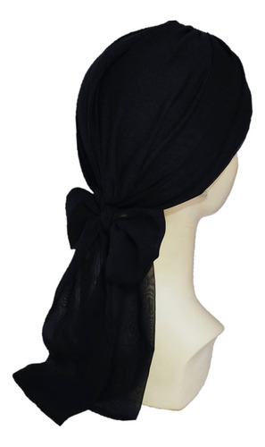 Turbante Para Mujer Gorro Algodón /banda De Shifon-mascada Color Negro