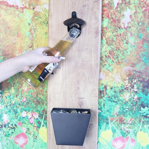 Abridor De Botellas Negro Montado En La Pared, Inoxidable, A