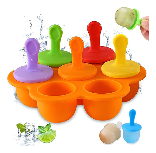 Molde Para Paletas Hielo Gelatina Ecomlab 7 En 1 Silicona Color Naranja