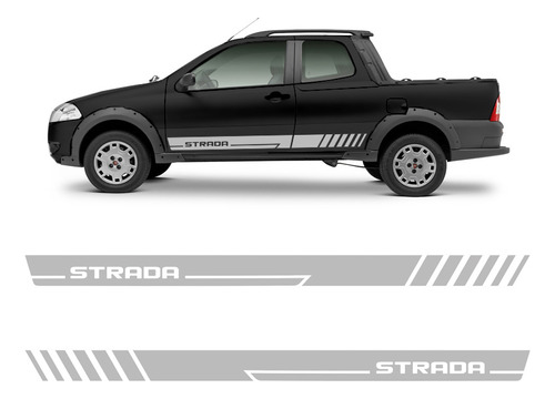 Faixa Fiat Strada 2013/2014 Adesivo Cinza Lateral Decorativo