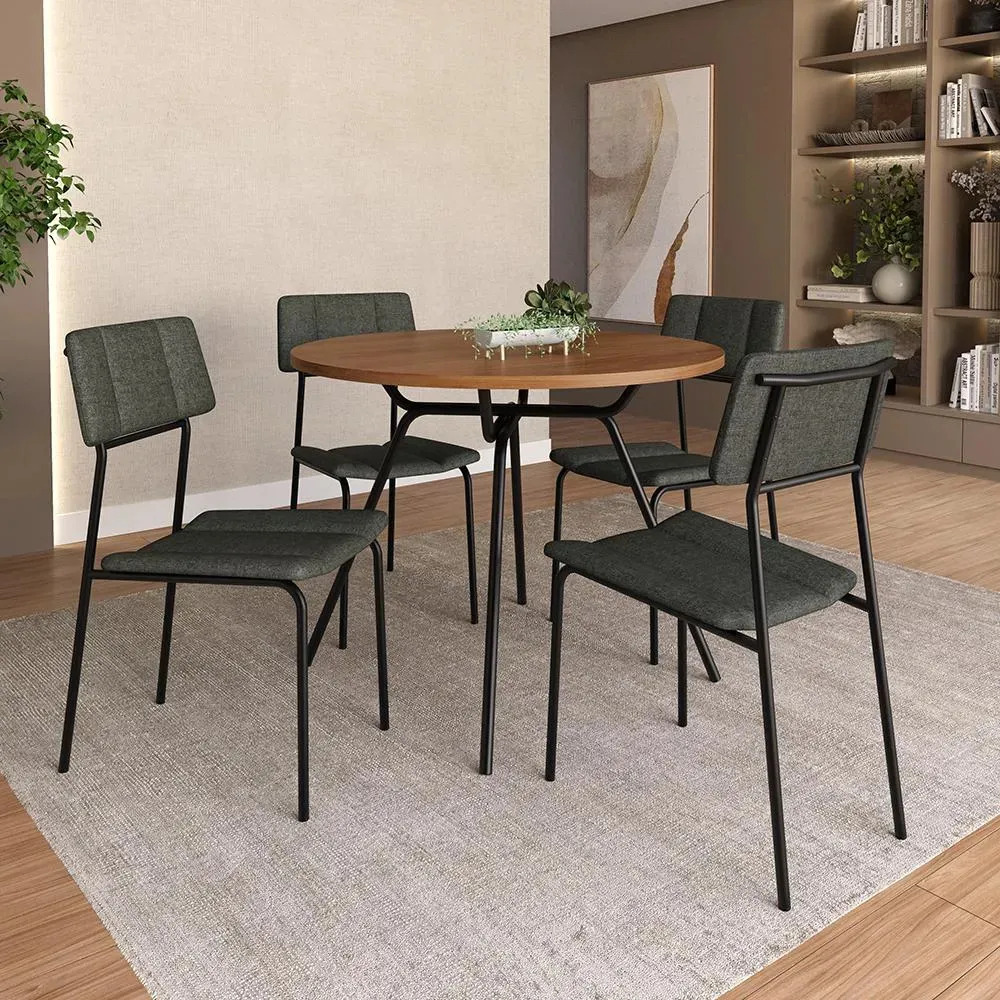 Conjunto Sala De Jantar 4 Cadeiras Minna Carraro Preto Preto