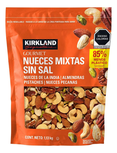 Kirkland signature nueces mixtas sin sal con 1.13 kg