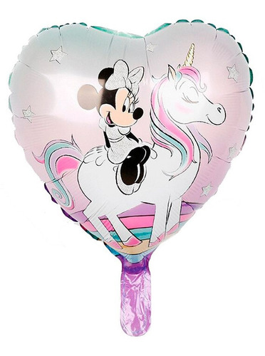 Globo Minnie En Unicornio Metalizado 45cm Inflado C/helio