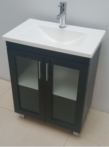 Imagen 3 de 10 de Vanitory 62cm Color Wengue Con 2 Puertas