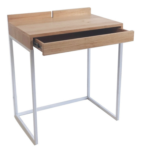 Escritorio Home Office Mirlo Hierro Y Madera Un Cajón 80 Cm