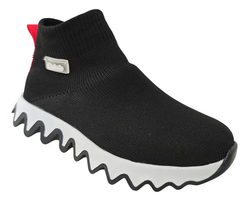 Tenis Bota Niño Casual Calcetin Resorte Moda Ligeros Cómodos Antiderrapante Chabelo C60-a Negro