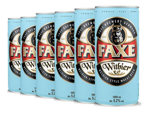 Imagen 1 de 10 de Cerveza Faxe Witbier Pack X 6 Latas X 1000ml. - Trigo