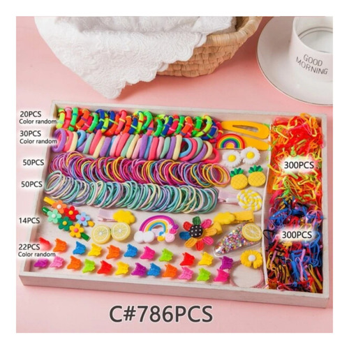 786 Pcs Mini Ligas Bandas Elásticas Para Cabello Pasadores