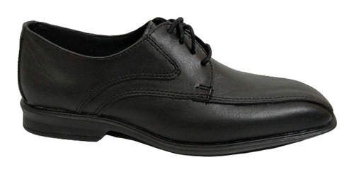 Imagen 1 de 6 de Zapato Negro Cuero Con Cordón Punta Cuadrada 