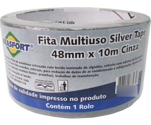 Fita Adesiva Silver Tape Brasfort 48x 10m Cinza - C382345