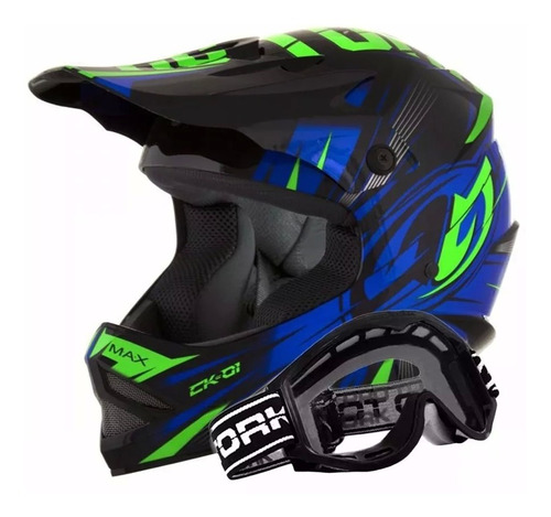 Capacete Moto Cross Pro Tork Infantil Ck-01 + Óculos 788