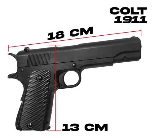 Imagen 4 de 10 de Pistola Airsoft Colt 1911 Black 6 Mm Replica Resorte Metal