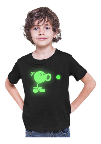 Playera Plants Vs Zombies2 Lanzaguisantes Brilla N Oscuirdad