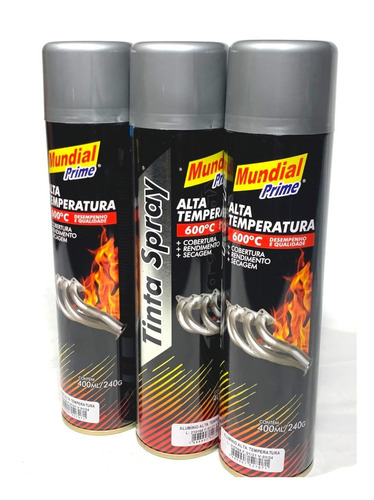 Pintura Aerosol Alta Temperatura 600ºc  Gris Plata 400ml A22