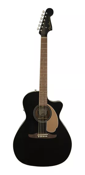 Guitarra Electroacústica Fender California Newporter Player para diestros jetty black gloss