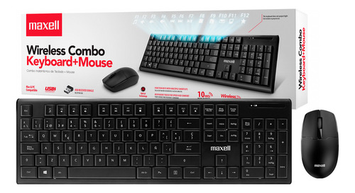 Combo Teclado Y Mouse Inalambrico Maxell Wkbc-200 Usb 2.4ghz Sensor Optico 1000dpi Español