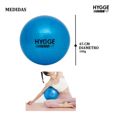 Imagen 2 de 10 de Pelota Esferodinamia 45cm Fitness Pilates Yoga Gym Funcional